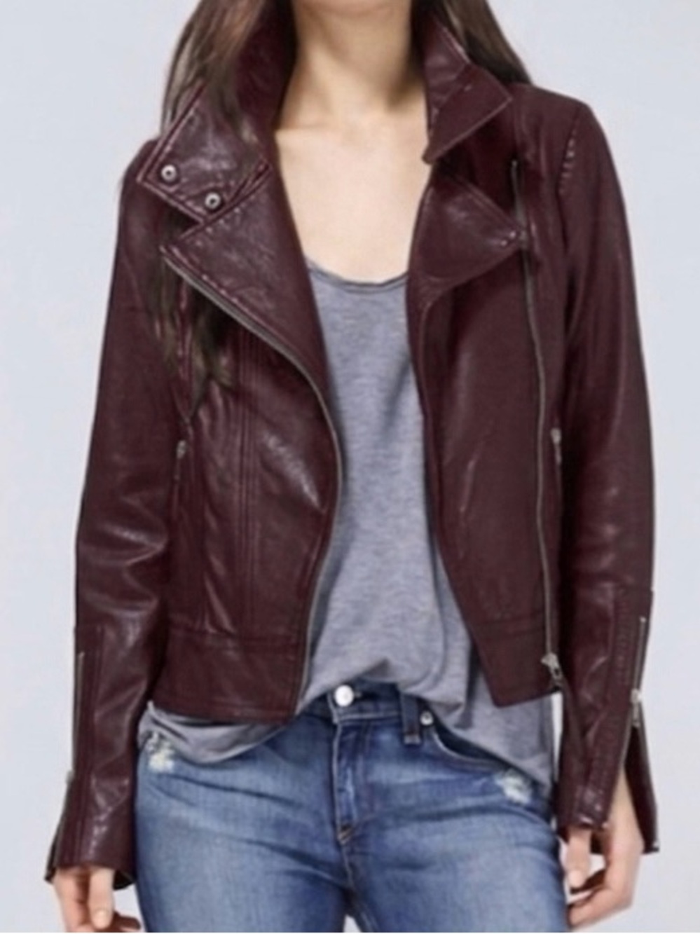 Vintage Mackage For Aritzia Kenya Lambskin Leather Jacket | Burgundy
